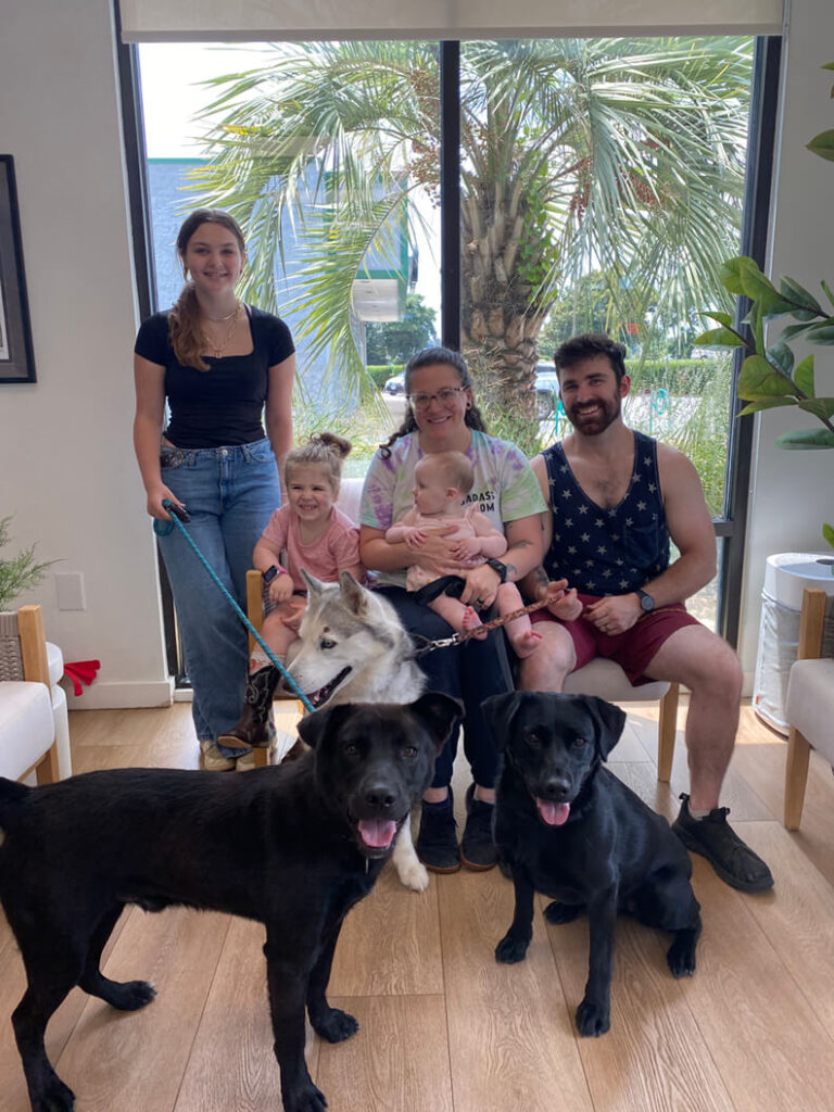 Family of 5 and 3 dogs