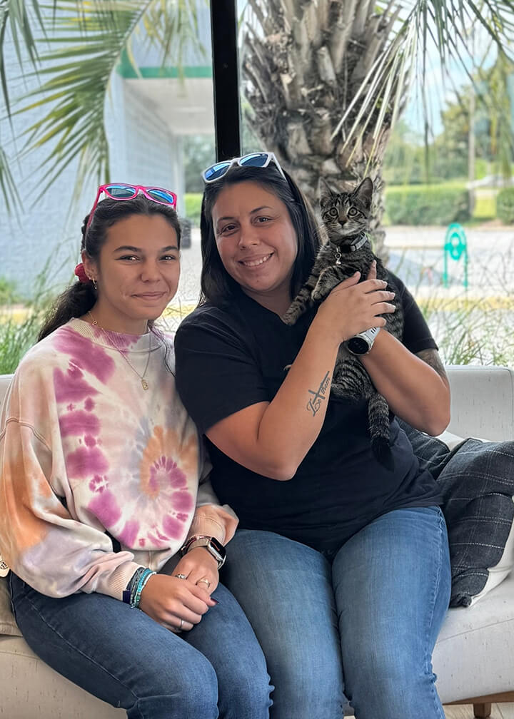 September 2025 adoption of Thimble the tabby cat