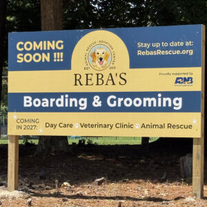 Coming soon - Reba's Boarding and Grooming sign at the Virginia Beach location